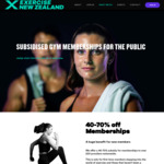 40-70% Subsidy for new Gym Memberships @ Exercise New Zealand