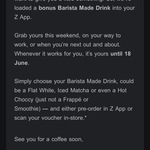 Free Barista Made Drink (Any Size, Exclusions Apply) @ Z Cafe (via Z App)