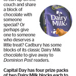 Win 1 of 4 Packs of Two Dairy Milk Blocks from The Dominion Post