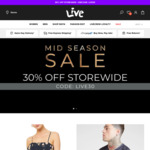 30% off Storewide (Including Sale) + Free Drawstring Siksilk Bag with Any Purchase (Cheapies Exclusive) @ Live Clothing