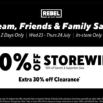F&F Offer: 30% off Garmin & Supporters Gear, 40% off RRP Everything Else (Exclusions Apply) @ Rebel Sport (Instore Only)