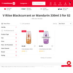 V Riise Blackcurrant or Mandarin 330ml - 3 for $2 (Limit 6 Per Order) @ The Warehouse