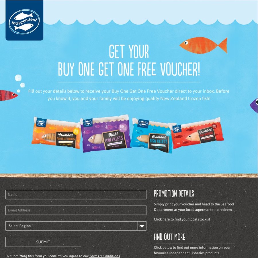 Buy One Get One Free Coupon for Independent Real NZ Fish Range