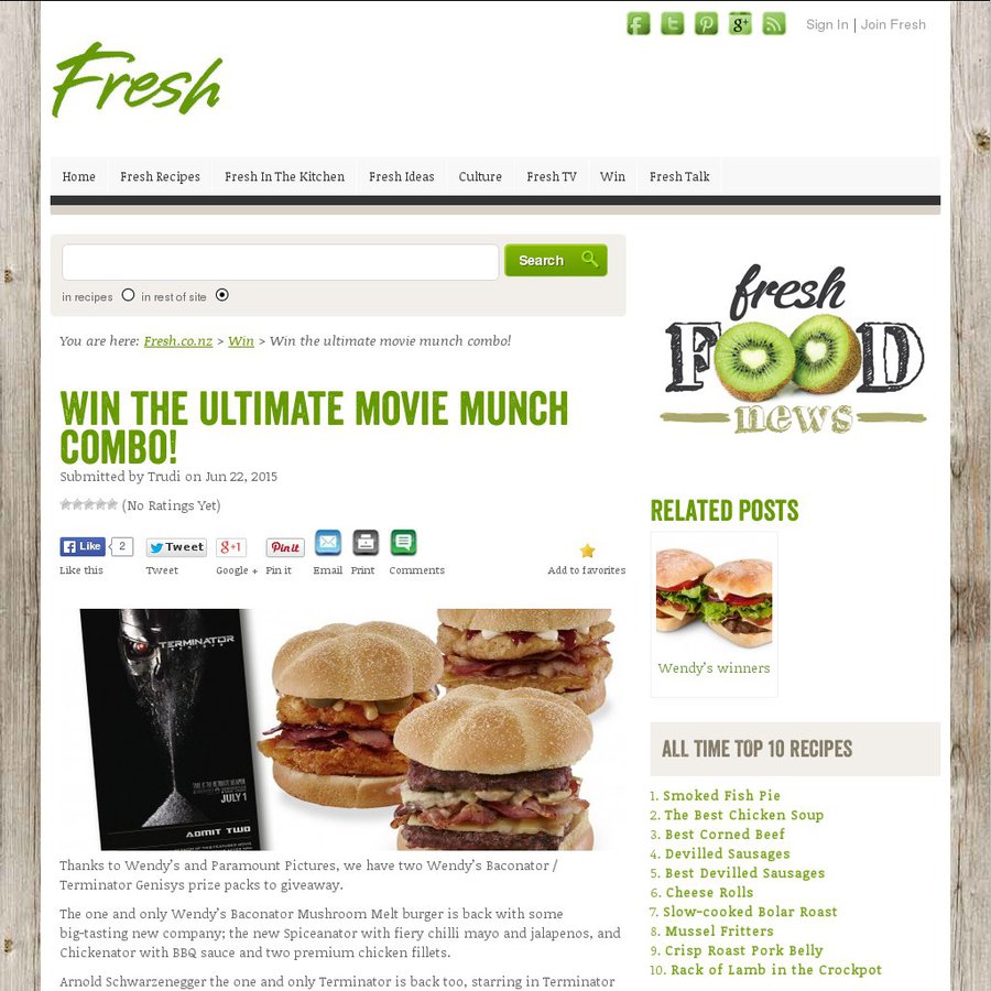 Win a Double Movie Pass to Terminator Genisys and a Double Baconator