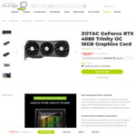 ZOTAC GeForce RTX 4080 Trinity OC 16GB Graphics Card $1899 + Shipping / $0 CC @ Computer Lounge