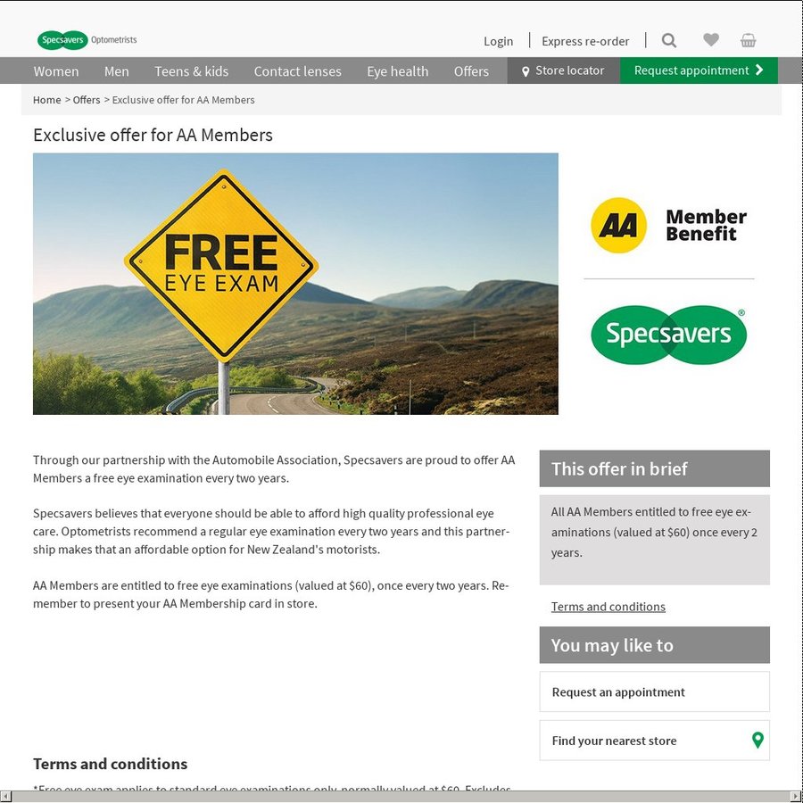 Automobile Association Members Entitled to A Free Eye Exam Appointment