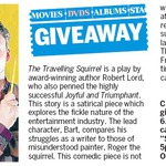 Win a Double Pass to "The Travelling Squirrel" (Play), Sept 23 @ The Dominion Post [Wellington]