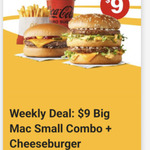 $9 Big Mac Small Combo + Cheeseburger @ McDonald's App