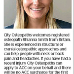 Win New Patient on ACC Appointment to See Rhianna Smith. (Osteopath) from The Dominion Post (Wellington)