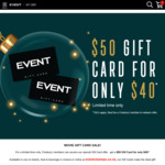 Get a $50 Gift Card for $40 (Cinebuzz Members Only) @ Event Cinemas