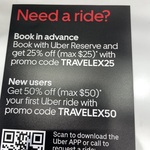 25% off Uber Reserve Rides (Up to $25) @ Uber