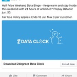 2 Degrees 24 Hours of Unlimited Data for $3 (Data Clock App)
