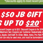 Buy $50 Gift Card, Get 20% off Coupon (e.g. XB1 1TB $518, Star Wars Saga Blu-Ray $79.20) @ JB Hi-Fi