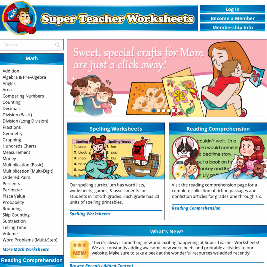 super teacher worksheets math