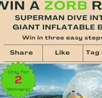 Win 1 of 2 ZORB Rotorua Gift Vouchers from The Cozy Lake Retreat Rotorua