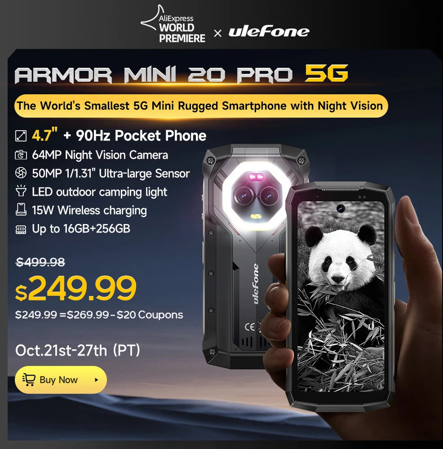 Ulefone Armor Mini 20 Pro 5G US309.91 (NZ526.51) Delivered (Was US