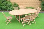 Outdoor Extension Dining Table (180cm --240cm) + 6 Foldable Chairs (Solid Teak) $699 (Was $879) @ Ifurniture