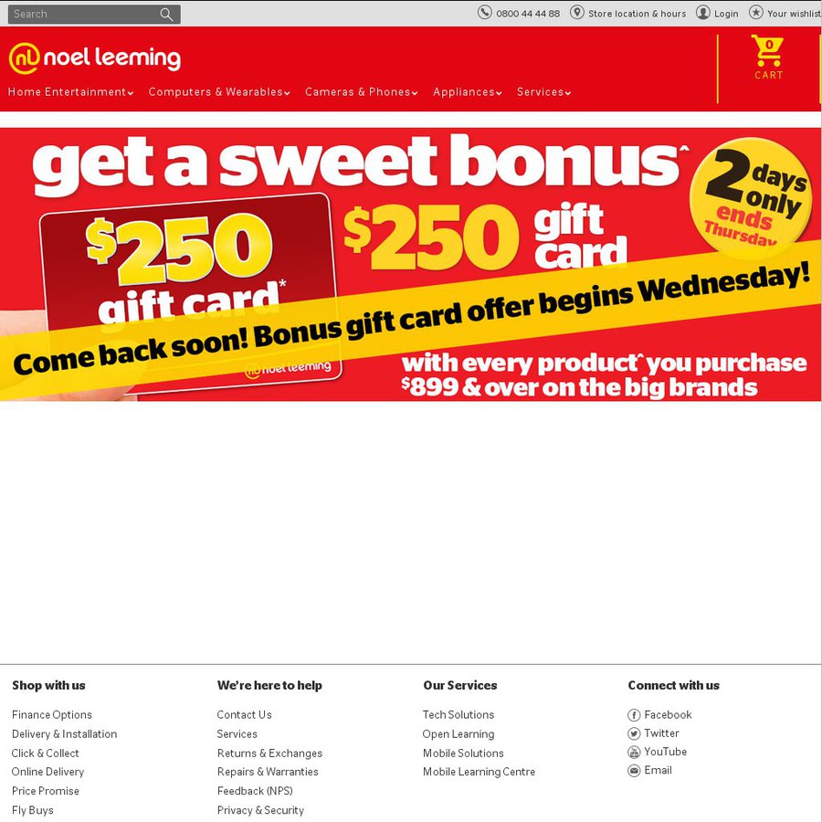 Noel Leeming 250 Voucher with Purchase over 899 ChoiceCheapies