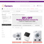 25% off Washing Machines and Dryers by Fisher & Paykel and Haier @ Farmers