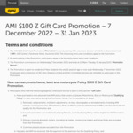 Bonus $100 Z Gift Card When You Take up a New Caravan, Motorhome, Boat or Motorcycle Policy @ AMI