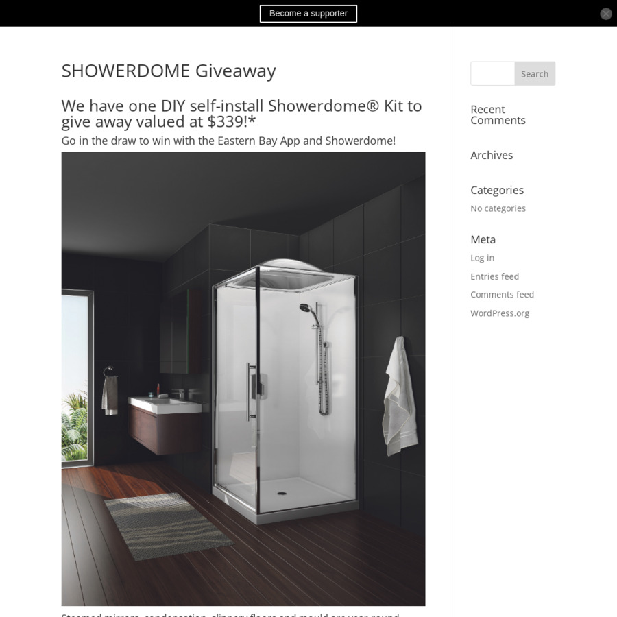Win a DIY Showerdome Kit (Valued at 339) Eastern Bay App
