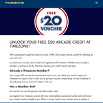 Free $20 Arcade Credit Voucher or Load $40 for $120 Credit (Redeemable in-Store Only) @ Timezone Fun App