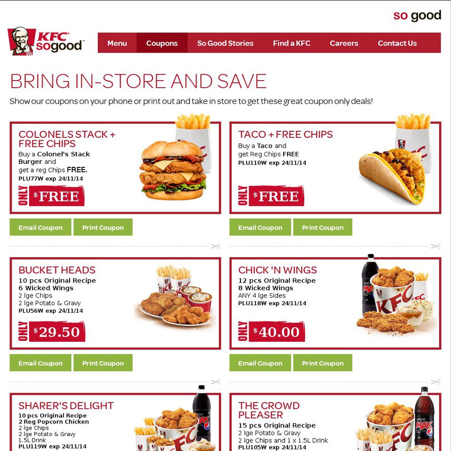 KFC Coupons Buy Colonel's Stack Burger or Taco, Get Free Chips 4