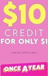 $1 for $10 credit at Onceit