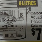 Cabot's Aquadeck Decking Oil - 8ltr for $75 at Bunnings