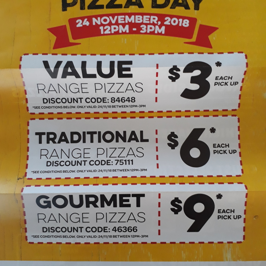 Value Range Pizza 3, Traditional Range 6, Gourmet Range 9 Domino's