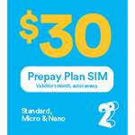 [Special Order] 2degrees $30 Monthly Prepay Plan SIM $16.99 + Shipping/ CC @ Noel Leeming