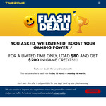 Load $80 & Get a Bonus $120 Credit ($200 Credit Total) @ Timezone