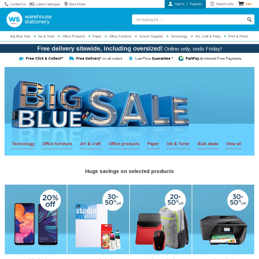 Free Delivery Sitewide, Including Oversized Items Warehouse