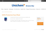 KN95 Mask 50pcs $29.99 (Was $39.99) + $5.89 Shipping / $0 Pickup @ Unichem, Browns Bay