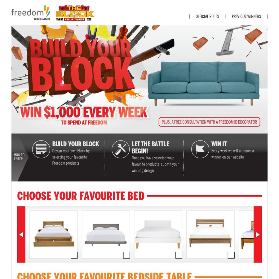 Win 1 of 10 1000 Freedom Furniture Vouchers from The Block