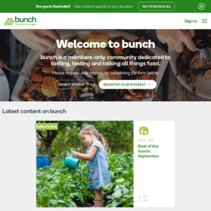 Free Food Samples and Tasters When You Register at Bunch (via Countdown Supermarkets)