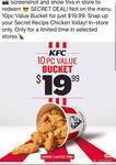 10pc Secret Recipe Bucket $19.99 @ KFC