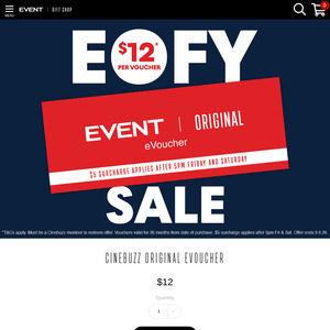 [Cinebuzz] $12 Original Movie eVouchers (36 Month Validity) @ Event Cinemas