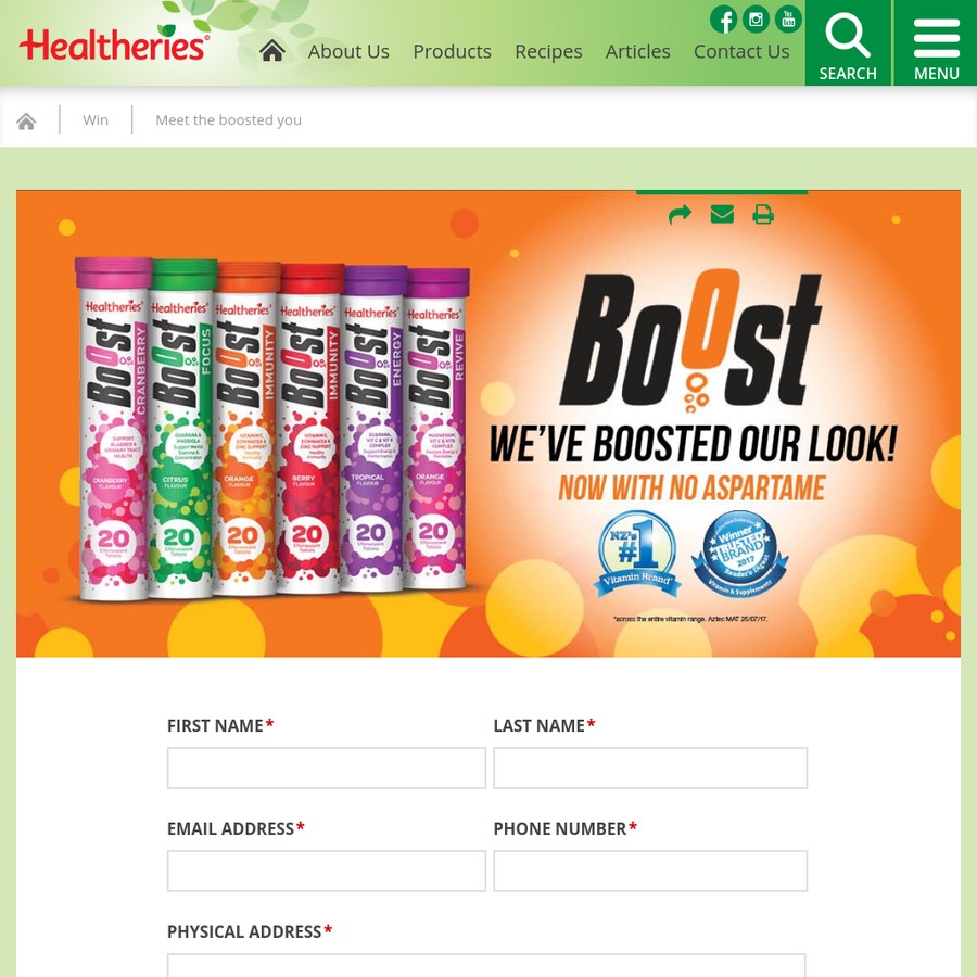 Win 1 of 50 Healtheries Boost Prize Packs from Healtheries ...