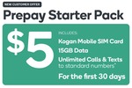 Kogan Mobile Prepay Mobile Starter Pack 15GB Unlimited Calls and Texts $5 Including Sim @ Dick Smith