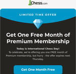 1 Month Free Trial for Any Membership Tier (Usually 7 Days) @ Chess.com