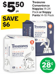 Treasures Convenience Pack Nappies/Nappy Pants (14-20pk) $5.50 @ Woolworths