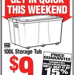 Montgomery 100L Rolling Storage Container with Lid $9 @ Bunnings