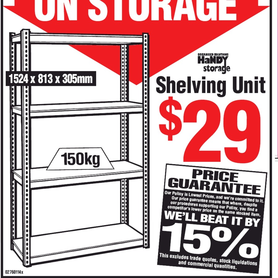 Handy Storage 1524x 813x 305mm Grey Boltless 4 Shelf 29 (Was 78