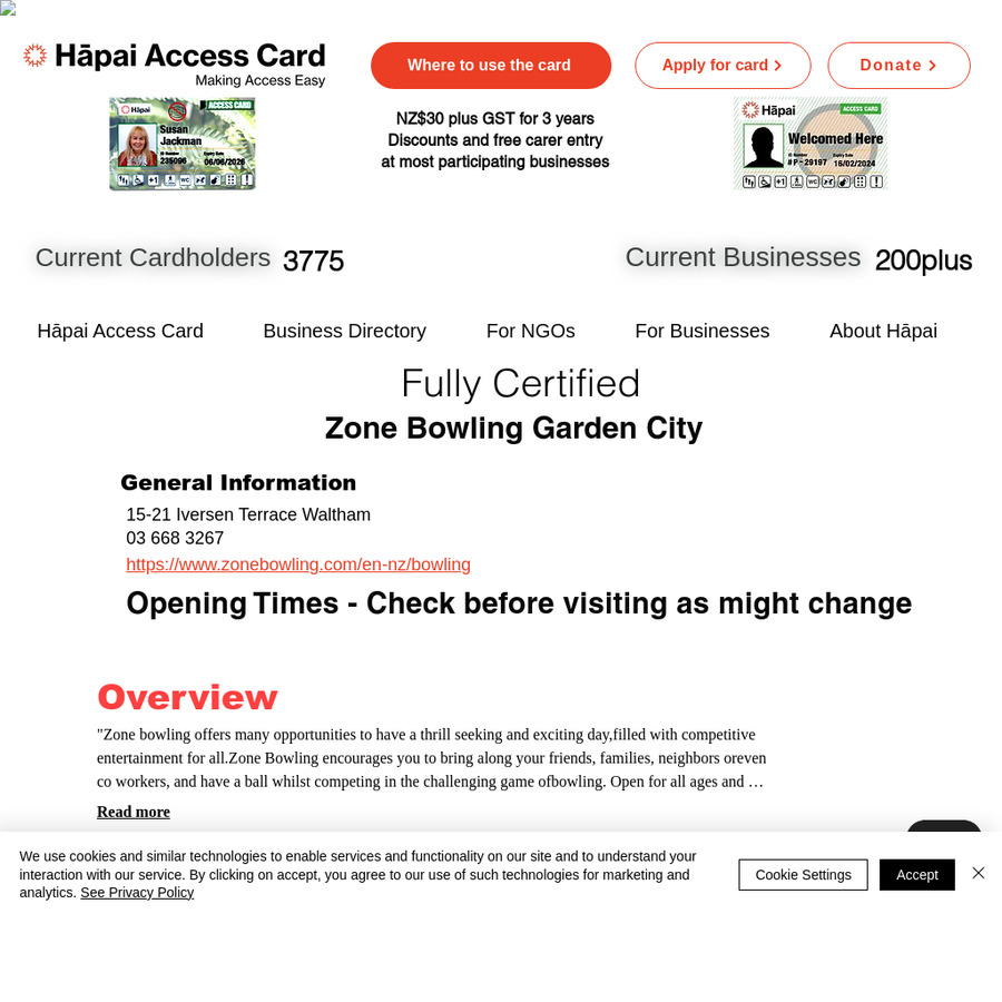 Ten Pin Bowling 7 Per Game with Hāpai Access Card (Disabilities Card