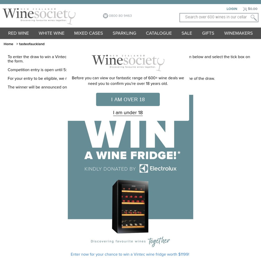 Win a Vintec Wine Fridge Valued at 1,199 from The NZ Wine Society