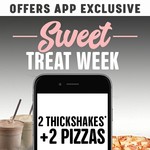 2 Traditional Pizzas & 2 Thickshakes $20 Delivered @ Domino's