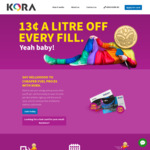 Save $0.13/L @ Mobil until End of June, and $0.10/L @ Waitomo with KORA Fuel Card
