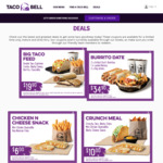 Taco Snack $5, Bell Lunch $10, Chicken N Cheese Snack $6, Big Taco Feed $19.90 @ Taco Bell
