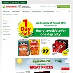 Countdown One Day Sale: Wattie's Baked Beans or Spaghetti 99c, Hellers Sausages 1kg $5, 10kg Potatoes $5 + More